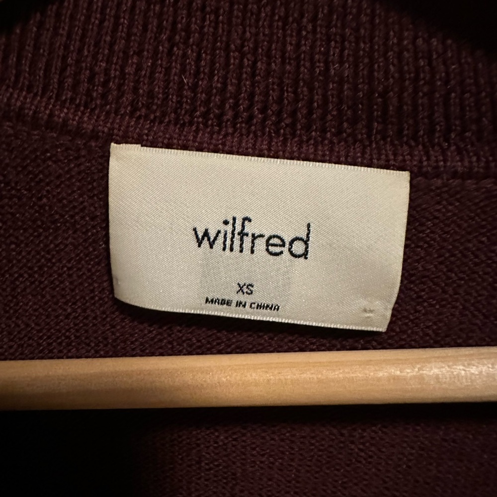 Wilfred Burgundy Collared V-Neck Knit Sweater - Picture 3 of 5